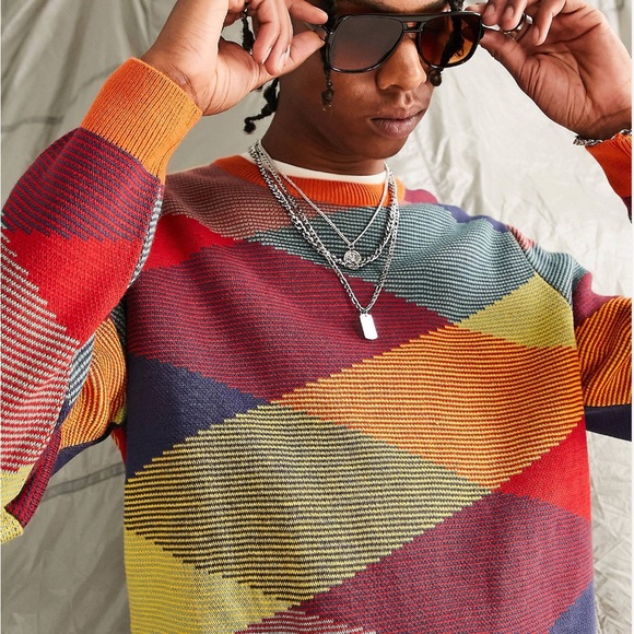 ASOS DESIGN Knitted Ombre Check Sweater Size Small - Picture 7 of 7